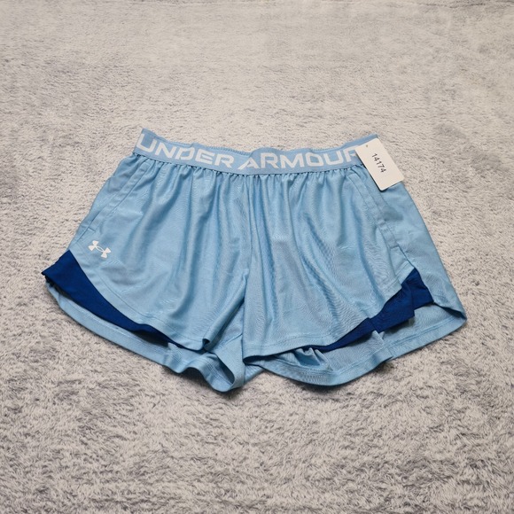 Under Armour Athletic Shorts Womens 1X Blue Running & Gym Elastic Waist Pull On - Picture 1 of 5